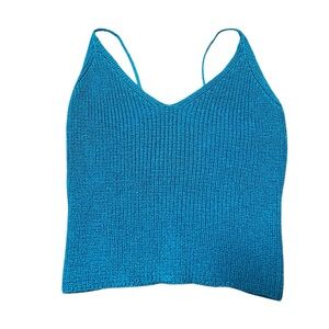 NWOT Blue Stretchy Spaghetti Strap Sweater Tank